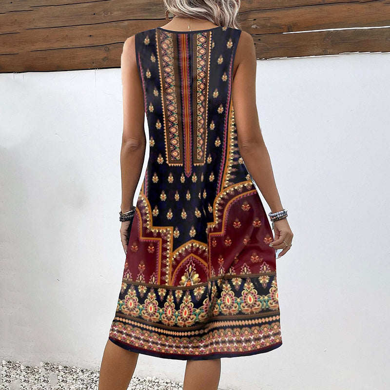 Nora - Vestido con Estampado Étnico Vintage