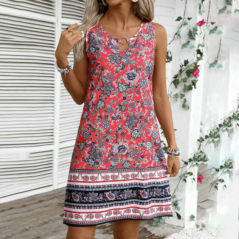 Fátima - Vestido Vintage con Estampado Étnico