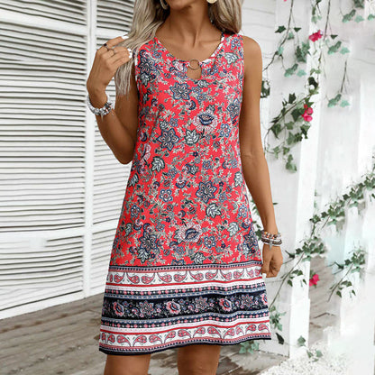 Fátima - Vestido Vintage con Estampado Étnico
